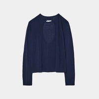 Wool Jersey Open Back Pullover