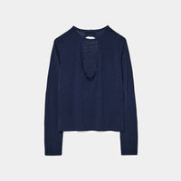 Wool Jersey Open Back Pullover