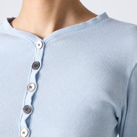 Cotton/Silk Henry Neck Long Sleeve T-shirt
