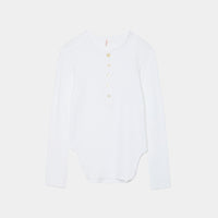 Cotton/Silk Henry Neck Long Sleeve T-shirt