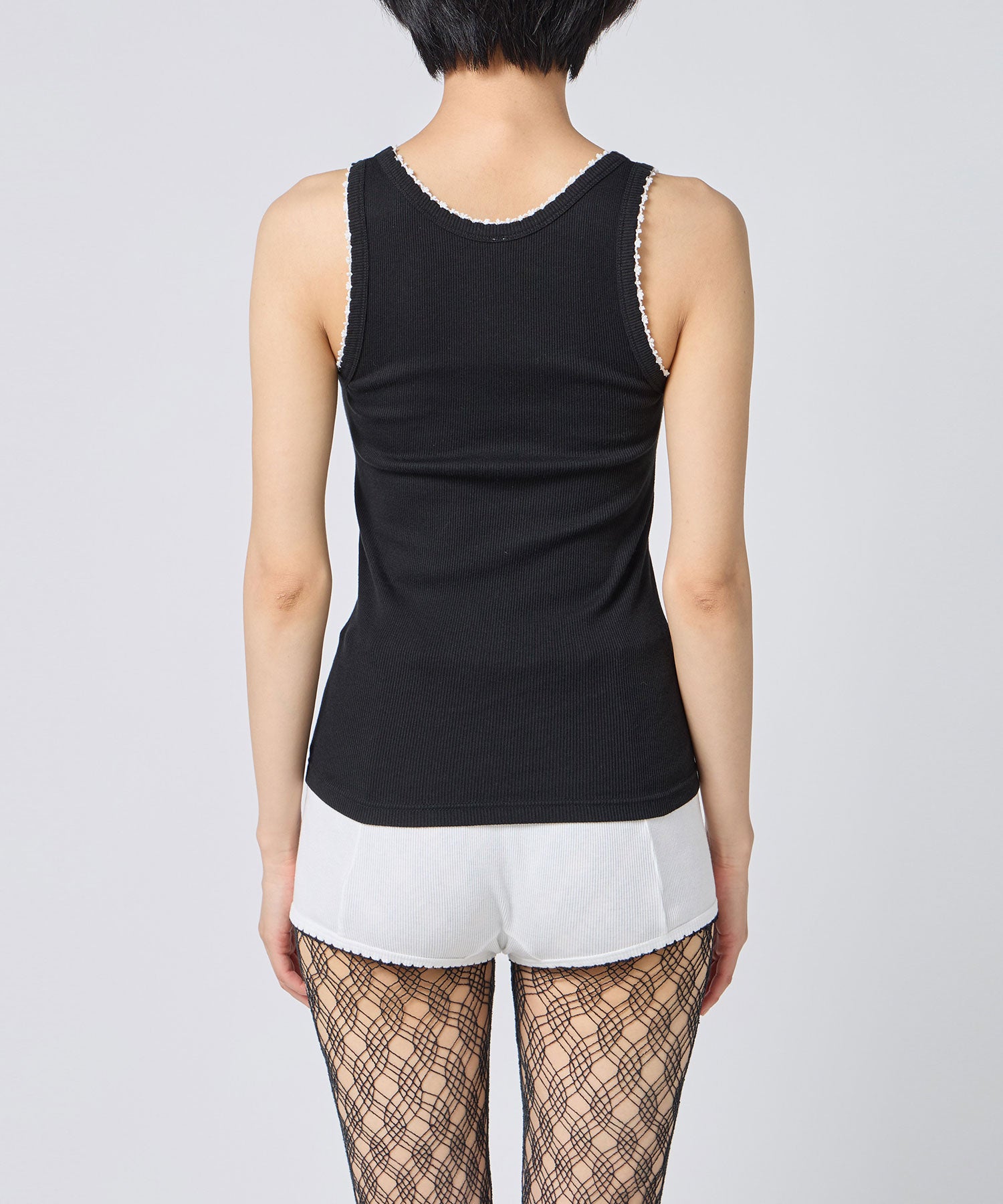 Cotton/Silk Ribbed Basic Tank Top w/Emb.｜babaco(ババコ)公式通販