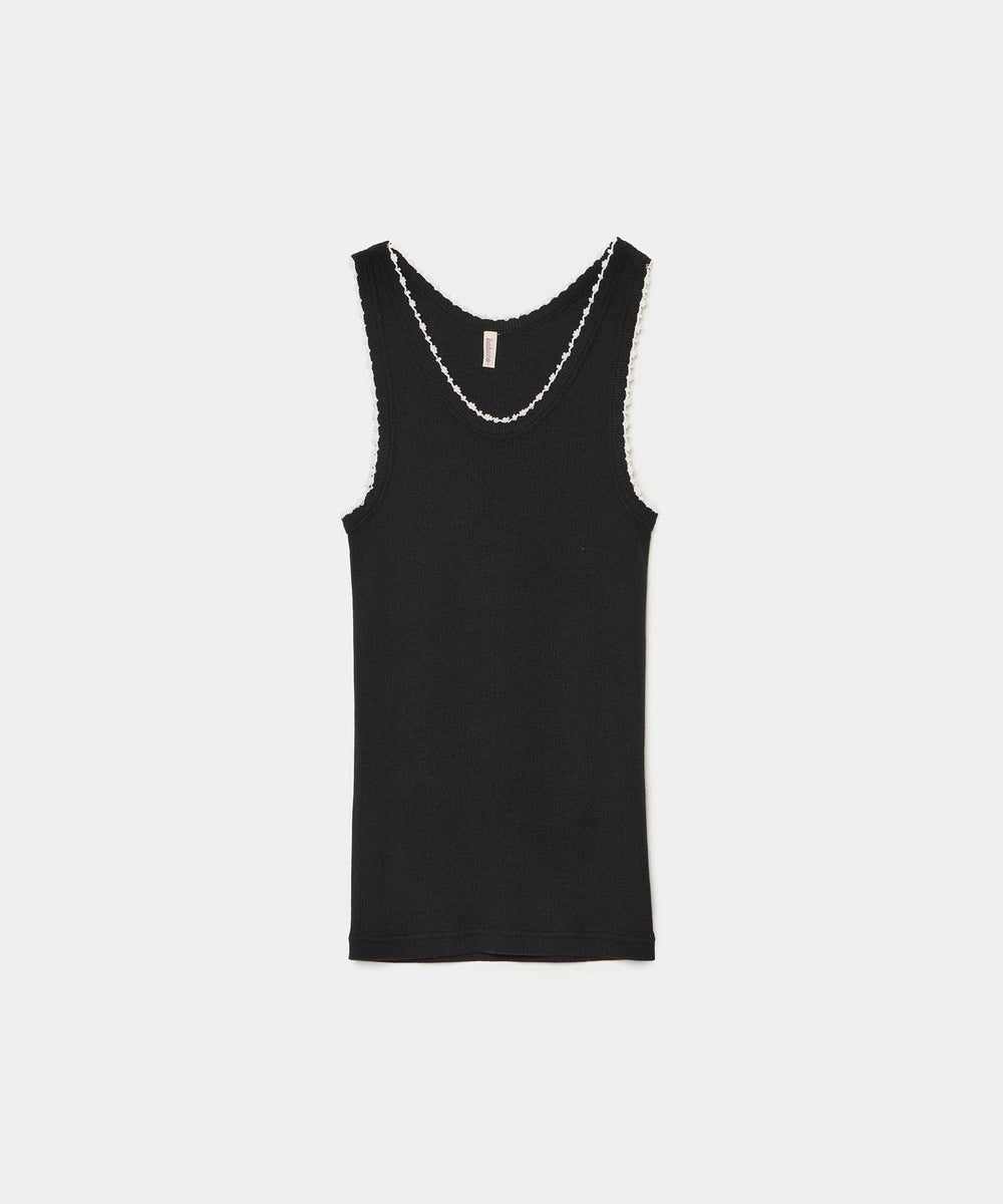 Cotton/Silk Ribbed Basic Tank Top w/Emb.｜babaco(ババコ)公式通販