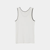 Cotton/Silk Ribbed Basic Tank Top w/Emb.