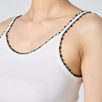 Cotton/Silk Ribbed Camisole w/Emb.
