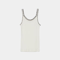 Cotton/Silk Ribbed Camisole w/Emb.