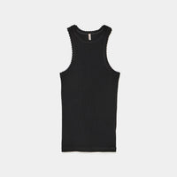 Cotton/Silk Ribbed Tank Top w/Emb.