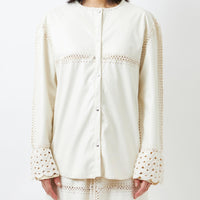 Faux Leather/Crochet Shirt