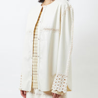 Faux Leather/Crochet Shirt