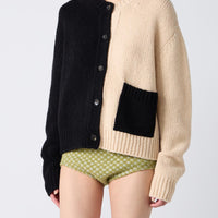 Bicolor Cashmere/Silk Cardigan