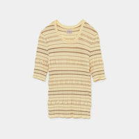 Stripe Rib Half Sleeve Top