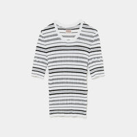 Stripe Rib Half Sleeve Top