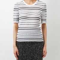 Stripe Rib Half Sleeve Top