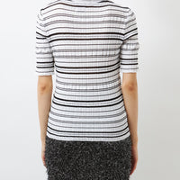 Stripe Rib Half Sleeve Top