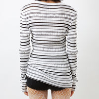 Stripe Rib Long Sleeve Top