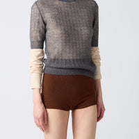 Fine Mohair Silk Half Sleeve Pullover