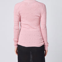 Eyelet Cable V-Neck Cardigan