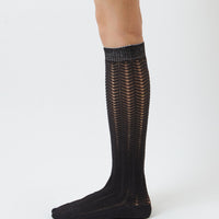 Herringbone Lurex Knee High Socks