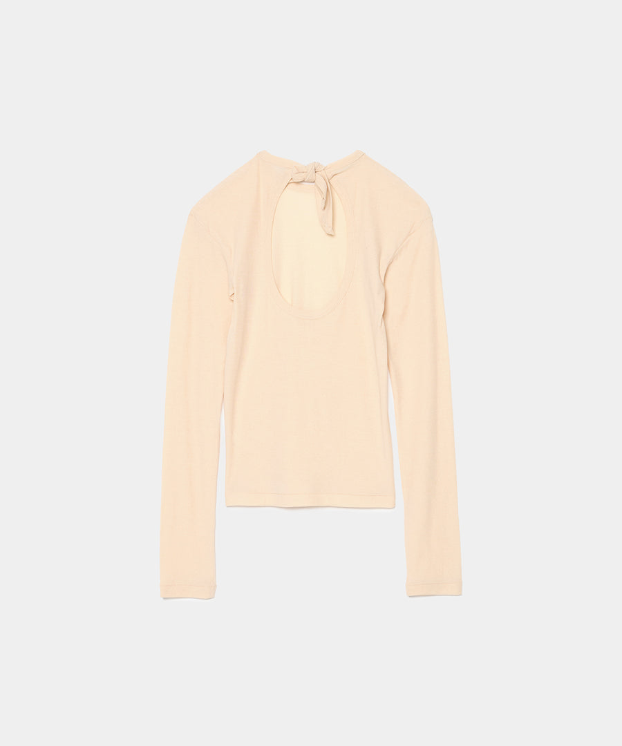 Twisted Cotton Back Tied Long sleeve T-shirt