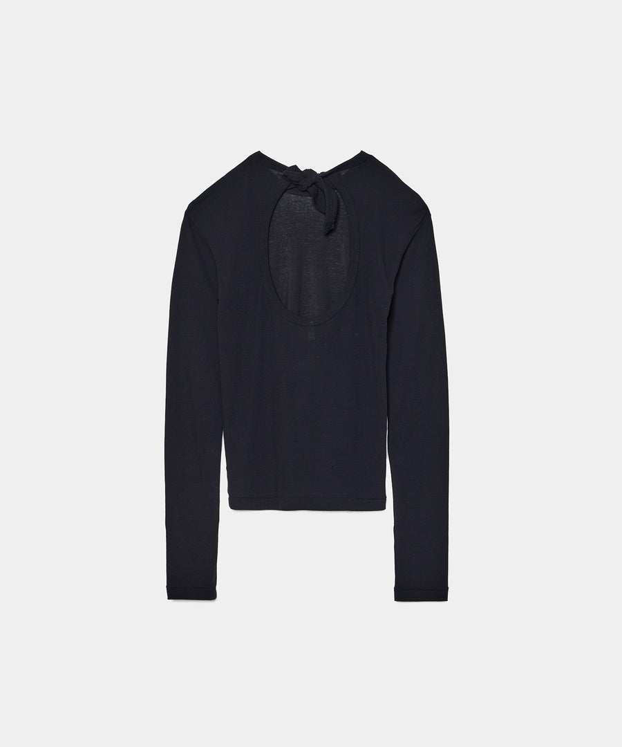 Twisted Cotton Back Tied Long sleeve T-shirt