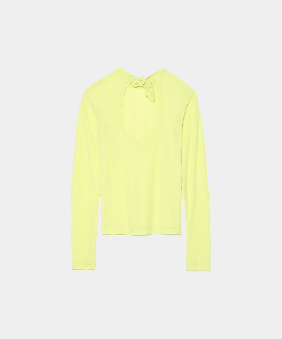 Twisted Cotton Back Tied Long sleeve T-shirt