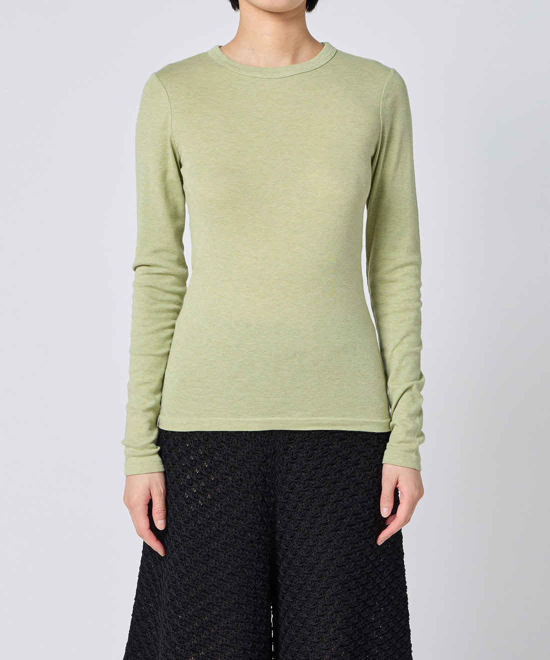 Cotton/Silk Basic Long Sleeve T-shirt