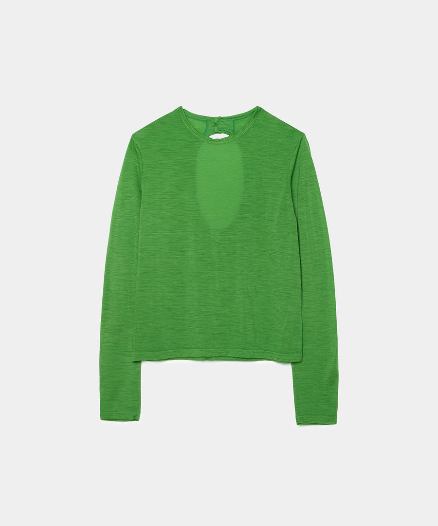 Wool Jersey Open Back Pullover