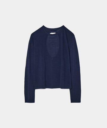 Wool Jersey Open Back Pullover