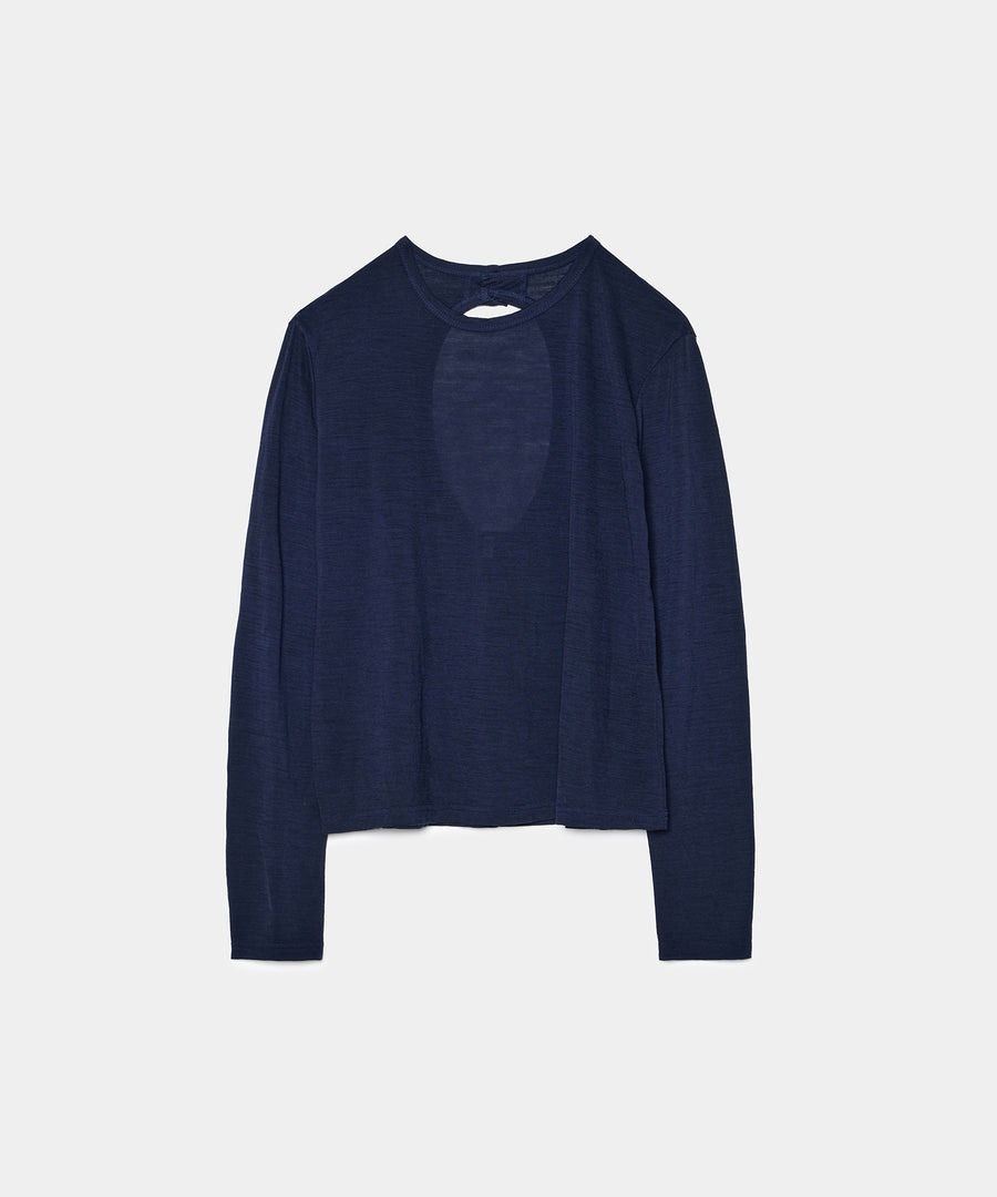 Wool Jersey Open Back Pullover