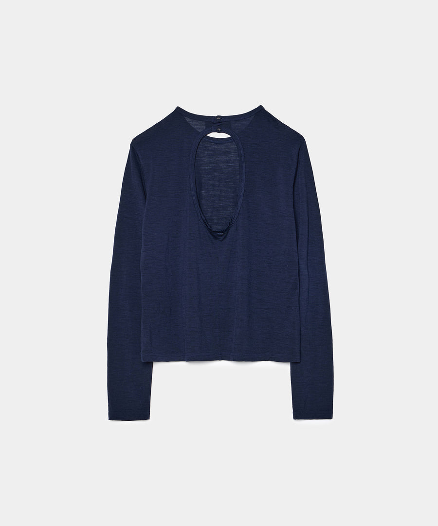 Wool Jersey Open Back Pullover