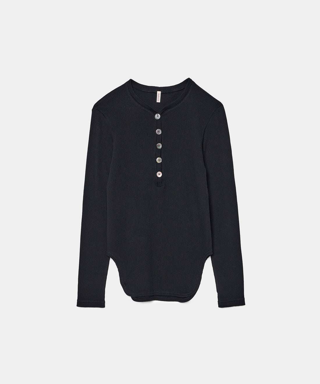 Cotton/Silk Henry Neck Long Sleeve T-shirt