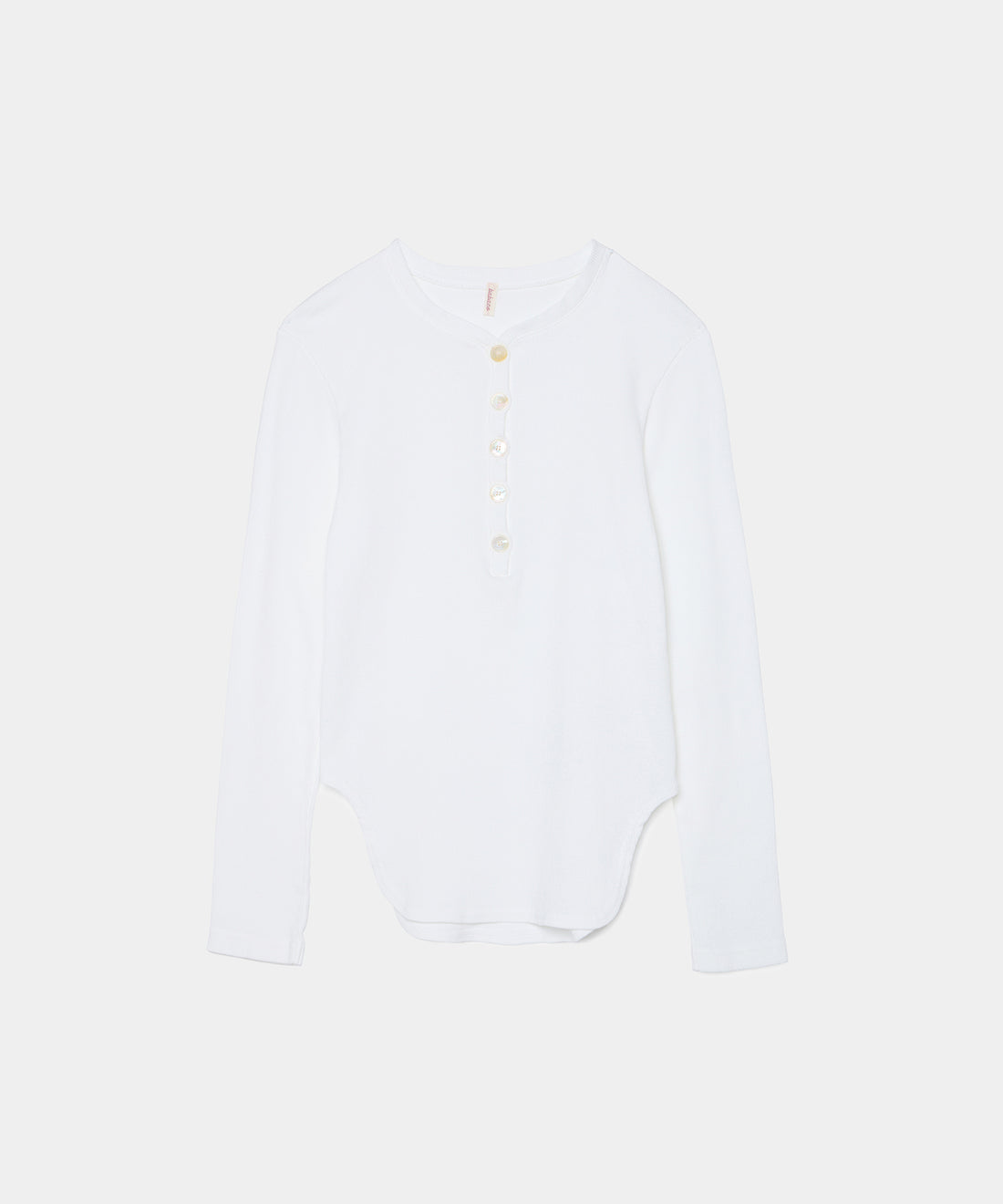 Cotton/Silk Henry Neck Long Sleeve T-shirt