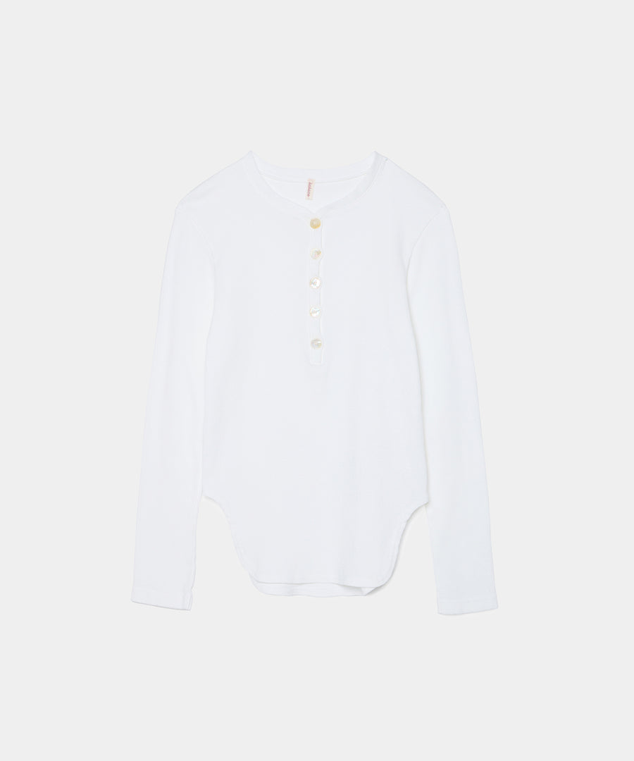 Cotton/Silk Henry Neck Long Sleeve T-shirt