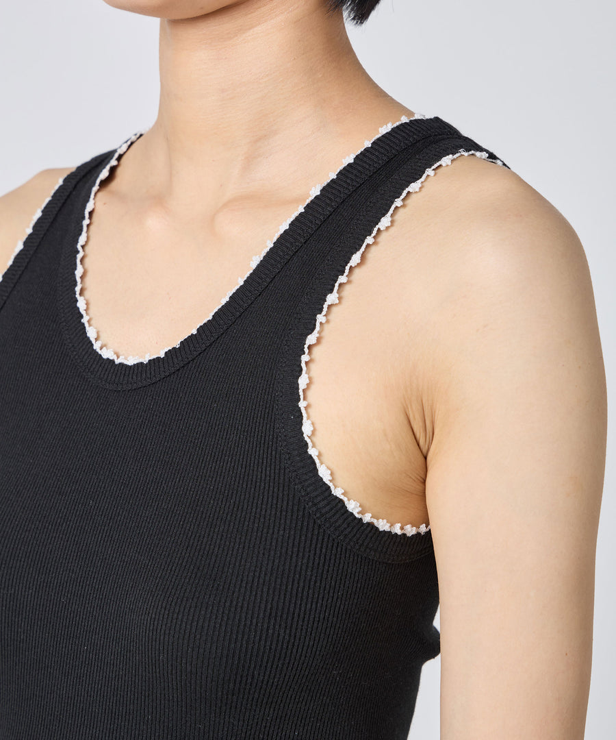 Cotton/Silk Ribbed Basic Tank Top w/Emb.｜babaco(ババコ)公式通販