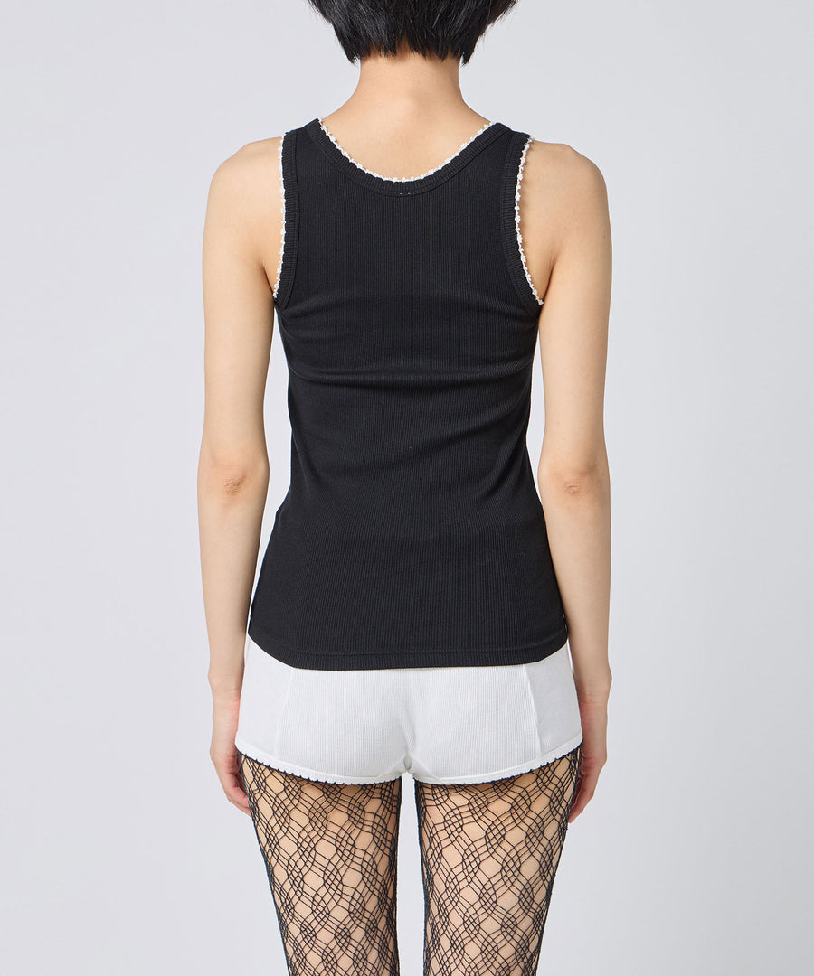 Cotton/Silk Ribbed Basic Tank Top w/Emb.｜babaco(ババコ)公式通販