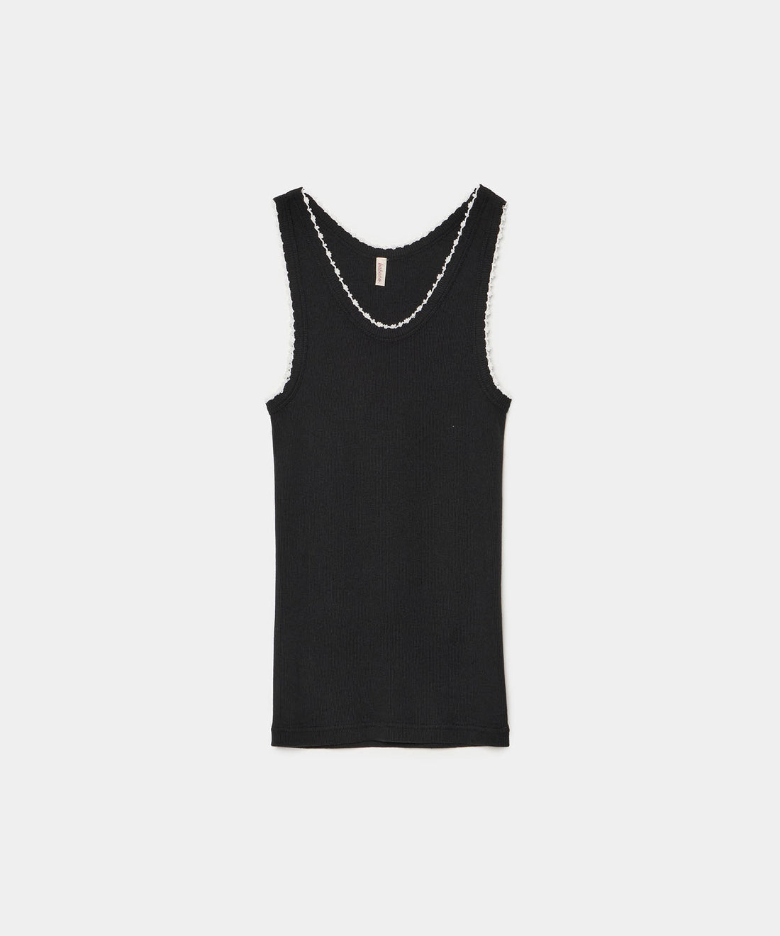 Cotton/Silk Ribbed Basic Tank Top w/Emb.