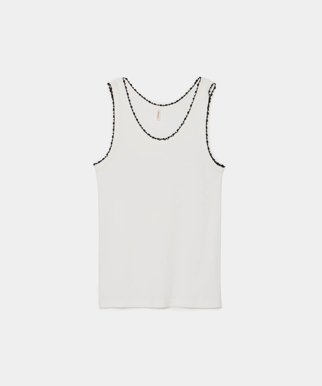 Cotton/Silk Ribbed Basic Tank Top w/Emb.