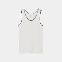 Cotton/Silk Ribbed Basic Tank Top w/Emb.
