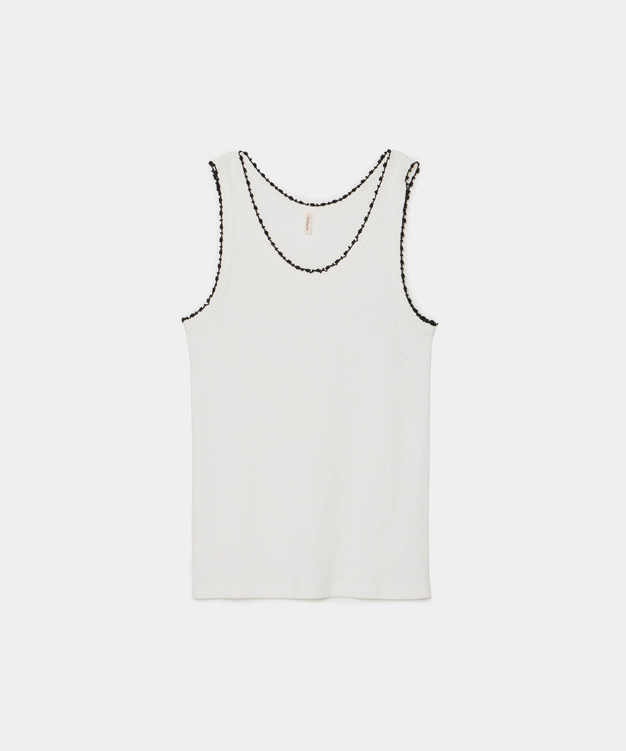 Cotton/Silk Ribbed Basic Tank Top w/Emb.｜babaco(ババコ)公式通販