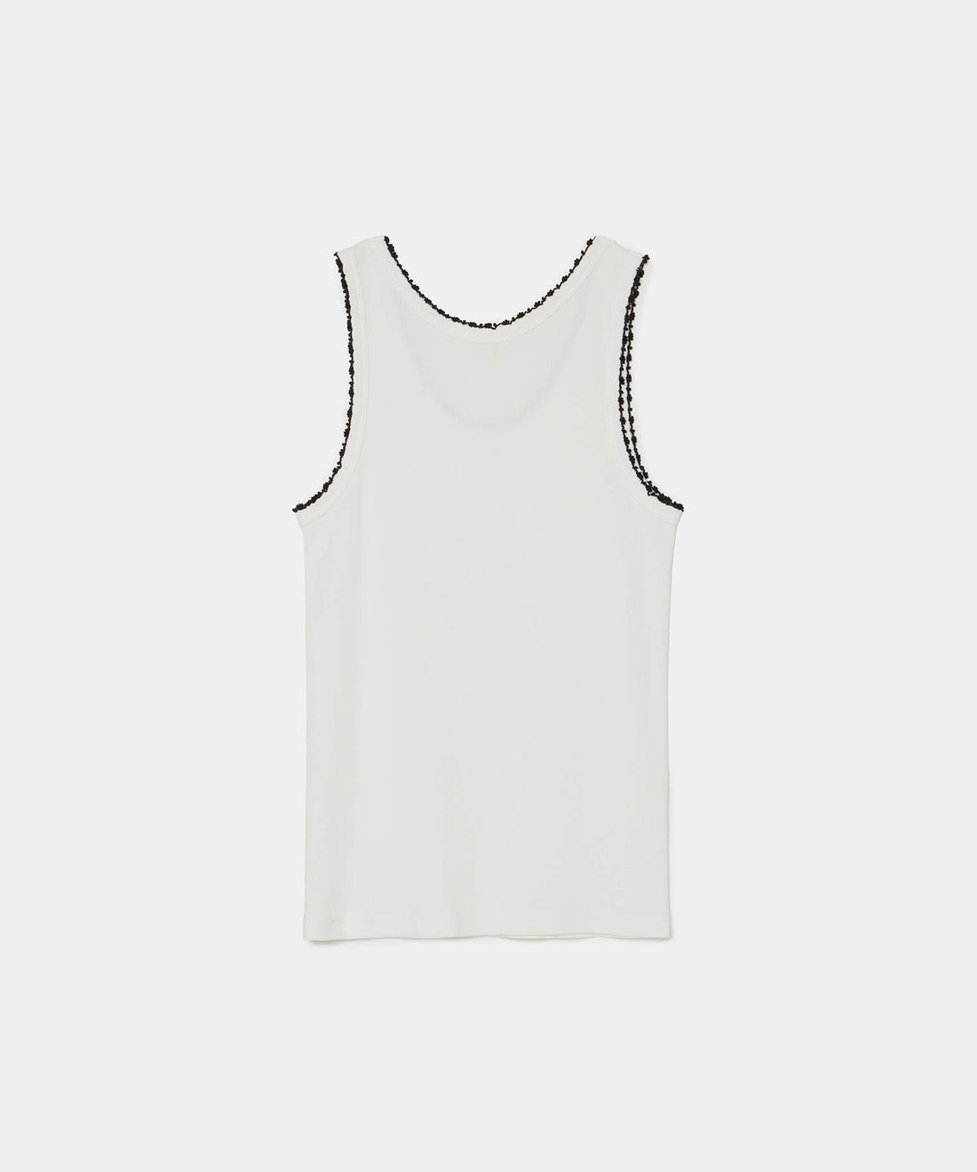 Cotton/Silk Ribbed Basic Tank Top w/Emb.