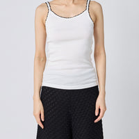 Cotton/Silk Ribbed Camisole w/Emb.