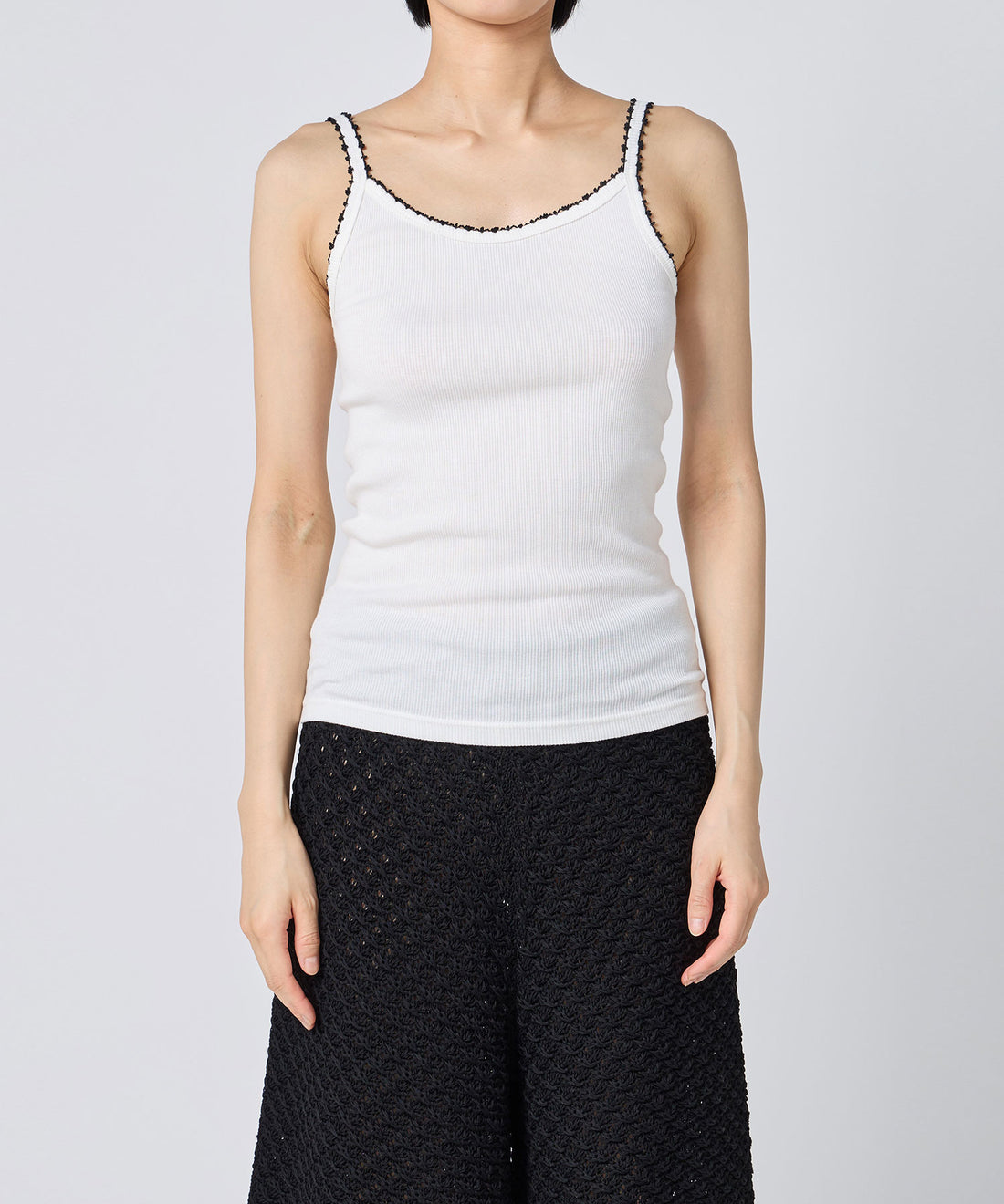 Cotton/Silk Ribbed Camisole w/Emb.