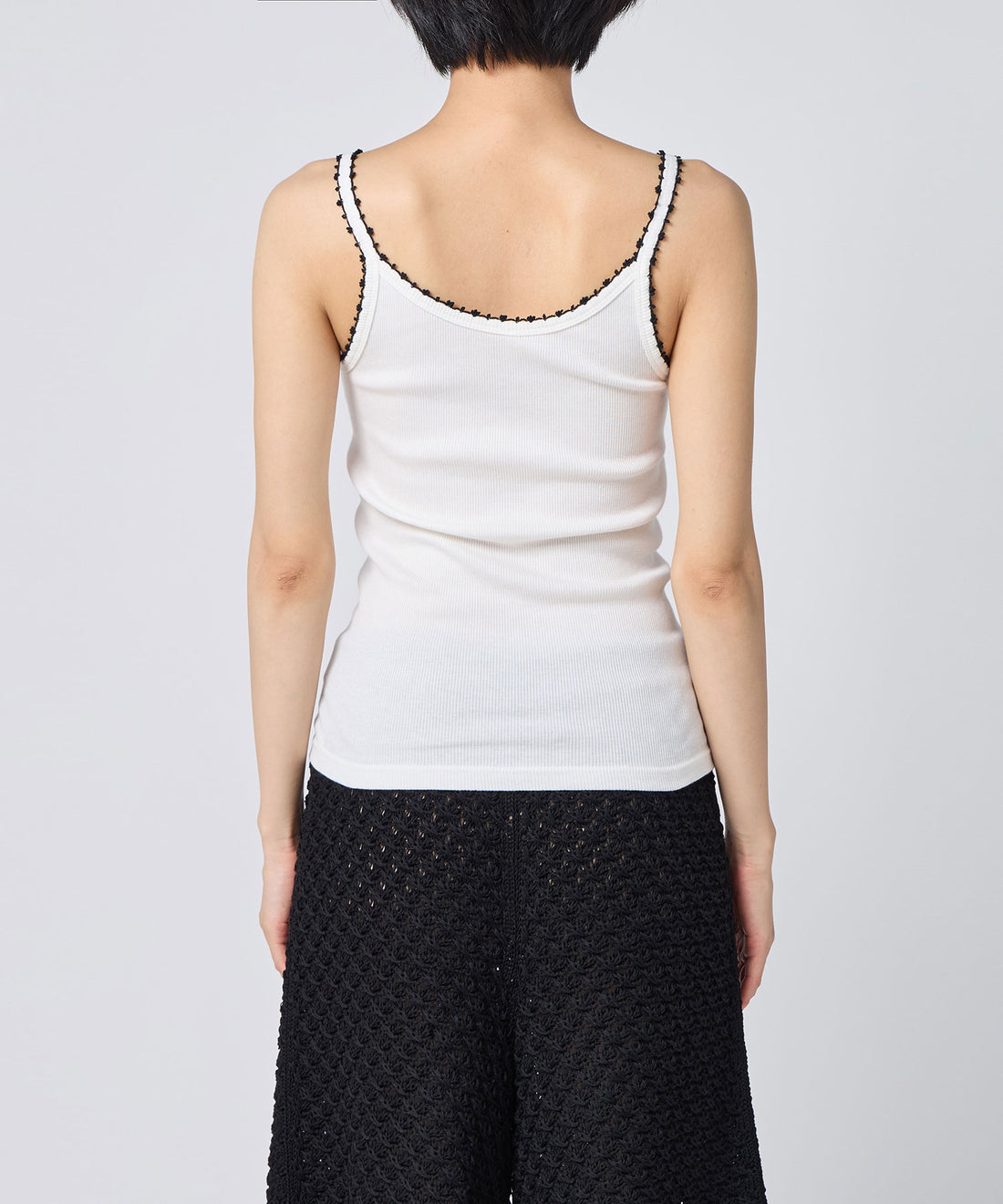 Cotton/Silk Ribbed Camisole w/Emb.