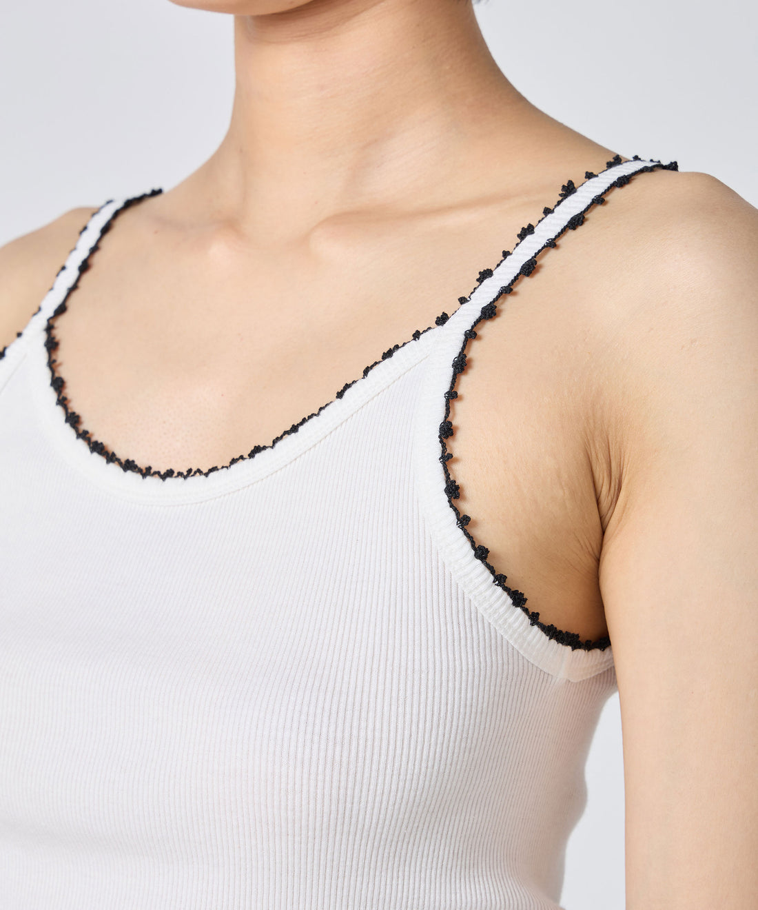 Cotton/Silk Ribbed Camisole w/Emb.