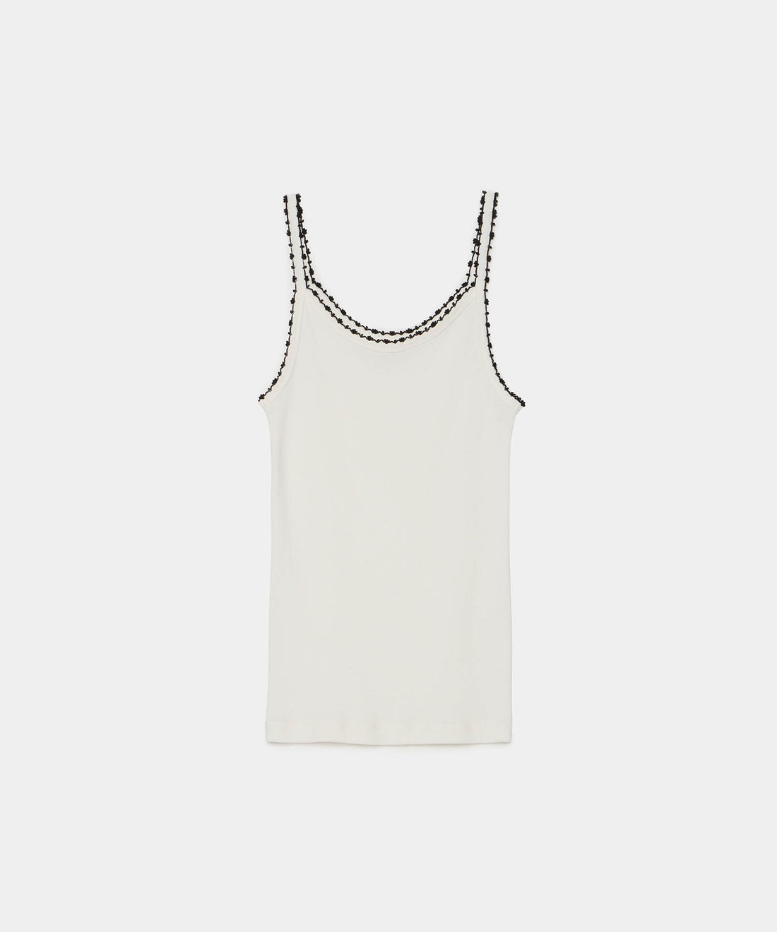 Cotton/Silk Ribbed Camisole w/Emb.