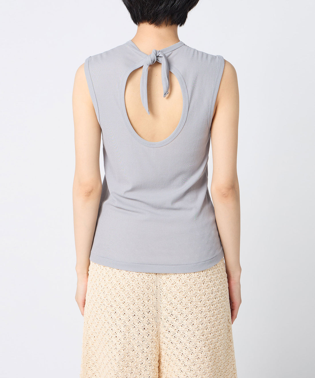 Twisted Cotton Back Tied Sleeveless Top