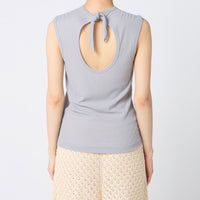 Twisted Cotton Back Tied Sleeveless Top