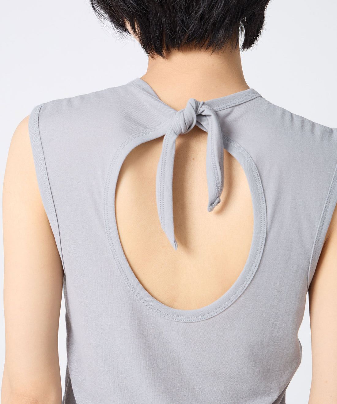 Twisted Cotton Back Tied Sleeveless Top