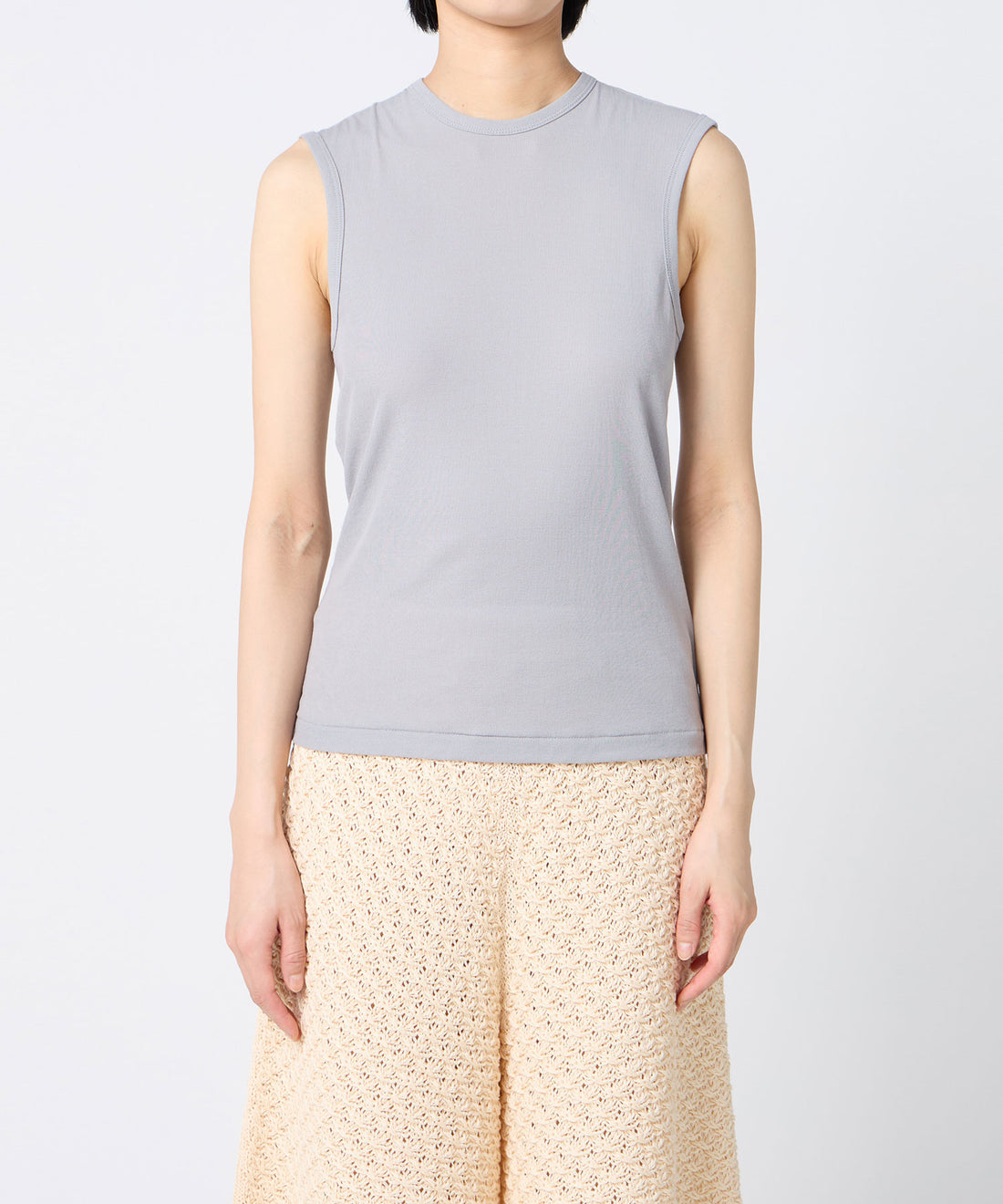 Twisted Cotton Back Tied Sleeveless Top