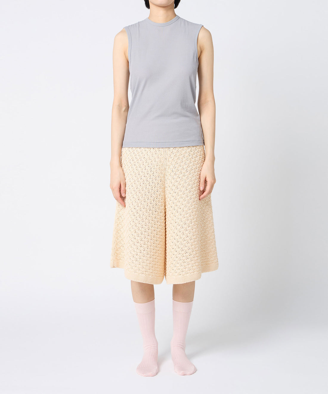 Twisted Cotton Back Tied Sleeveless Top