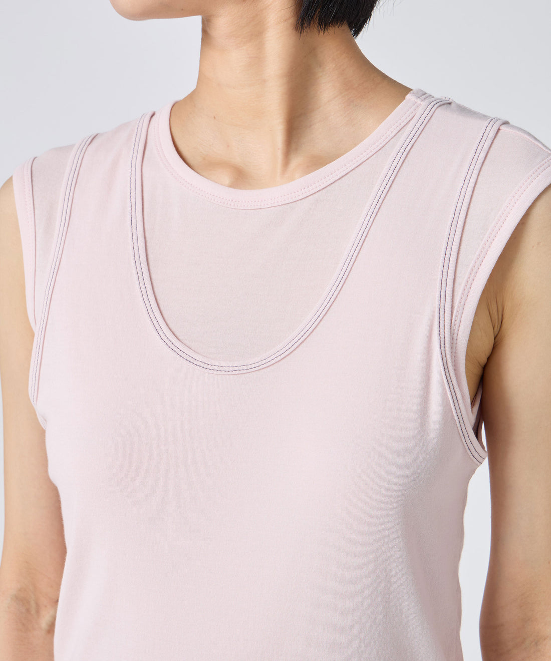 Twisted Cotton Layered Sleeve-less